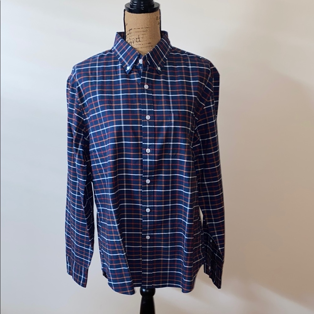 J. Crew Blue and Red Casual Button Down Shirt